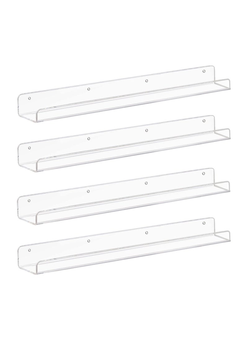 TPGP Clear Acrylic Floating Shelves 24 inches, Wall Bookshelf for Kids, Transparent Book Shelf Ledge for Wall, Set of 4  - Image 1
