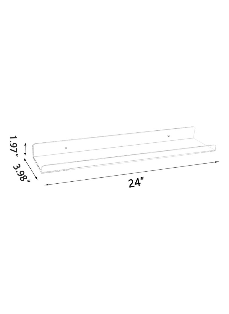 TPGP Clear Acrylic Floating Shelves 24 inches, Wall Bookshelf for Kids, Transparent Book Shelf Ledge for Wall, Set of 4  - Image 4