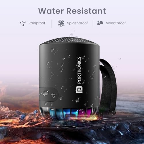 Portronics Soundpot Pro 20W Portable Bluetooth Speaker with in Built Mic, Immersive Sound, Upto 5 Hours Playtime, Ambient LED Light, TWS Mode, Bluetooth V5.3, USB Port, Type C Fast Charging(Black) - Image 5