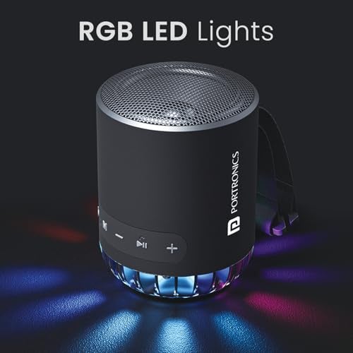 Portronics Soundpot Pro 20W Portable Bluetooth Speaker with in Built Mic, Immersive Sound, Upto 5 Hours Playtime, Ambient LED Light, TWS Mode, Bluetooth V5.3, USB Port, Type C Fast Charging(Black) - Image 2