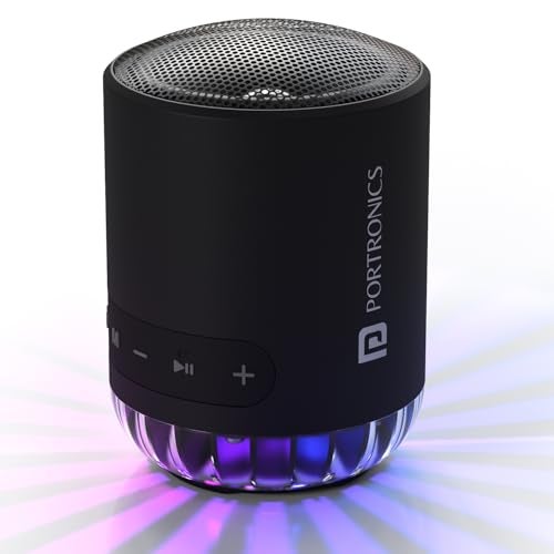 Portronics Soundpot Pro 20W Portable Bluetooth Speaker with in Built Mic, Immersive Sound, Upto 5 Hours Playtime, Ambient LED Light, TWS Mode, Bluetooth V5.3, USB Port, Type C Fast Charging(Black) - Image 1