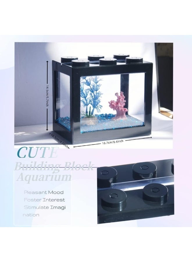 ChicAbode Small Betta Fish Tank, Stackable Mini Aquarium Kit, 3/5 Gallon Rectangular Fish Bowl with Lid, Tiny Cube Tank for Seaweed Balls and Sea Monkeys - Image 3
