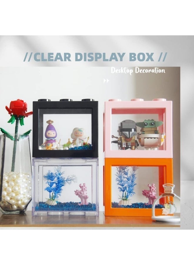 ChicAbode Small Betta Fish Tank, Stackable Mini Aquarium Kit, 3/5 Gallon Rectangular Fish Bowl with Lid, Tiny Cube Tank for Seaweed Balls and Sea Monkeys - Image 4