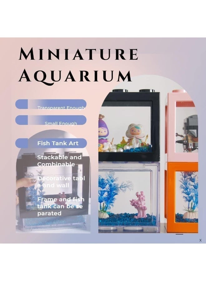 ChicAbode Small Betta Fish Tank, Stackable Mini Aquarium Kit, 3/5 Gallon Rectangular Fish Bowl with Lid, Tiny Cube Tank for Seaweed Balls and Sea Monkeys - Image 5