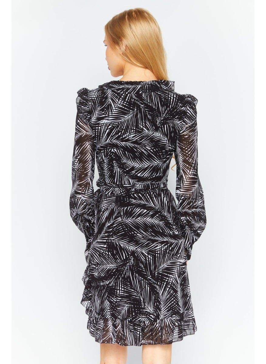 Michael Kors Women Printed Mini Dress, Black  - Image 4