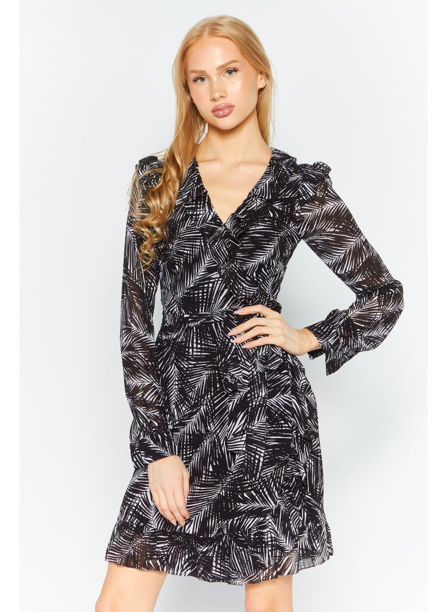 Michael Kors Women Printed Mini Dress, Black  - Image 1
