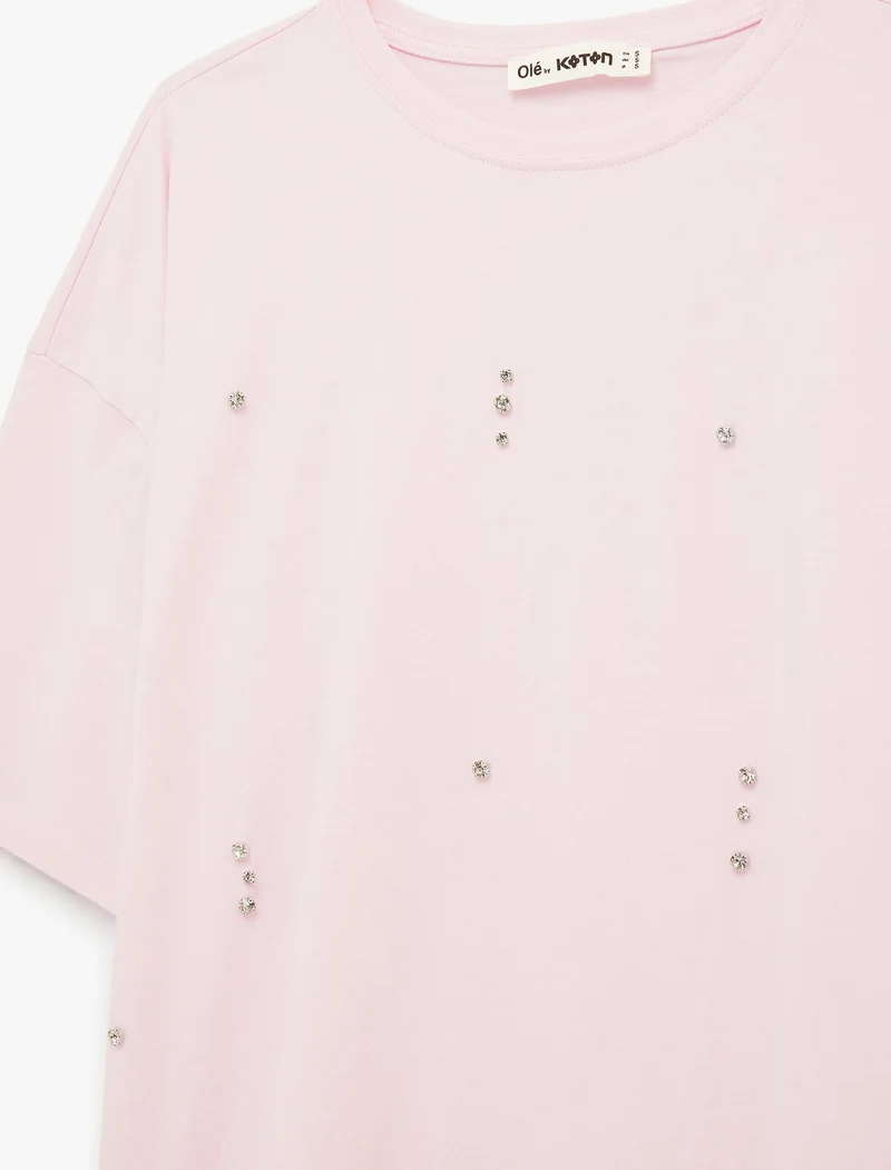Koton  Embellished Short Sleeves T-Shirt for Women | Best Price UAE