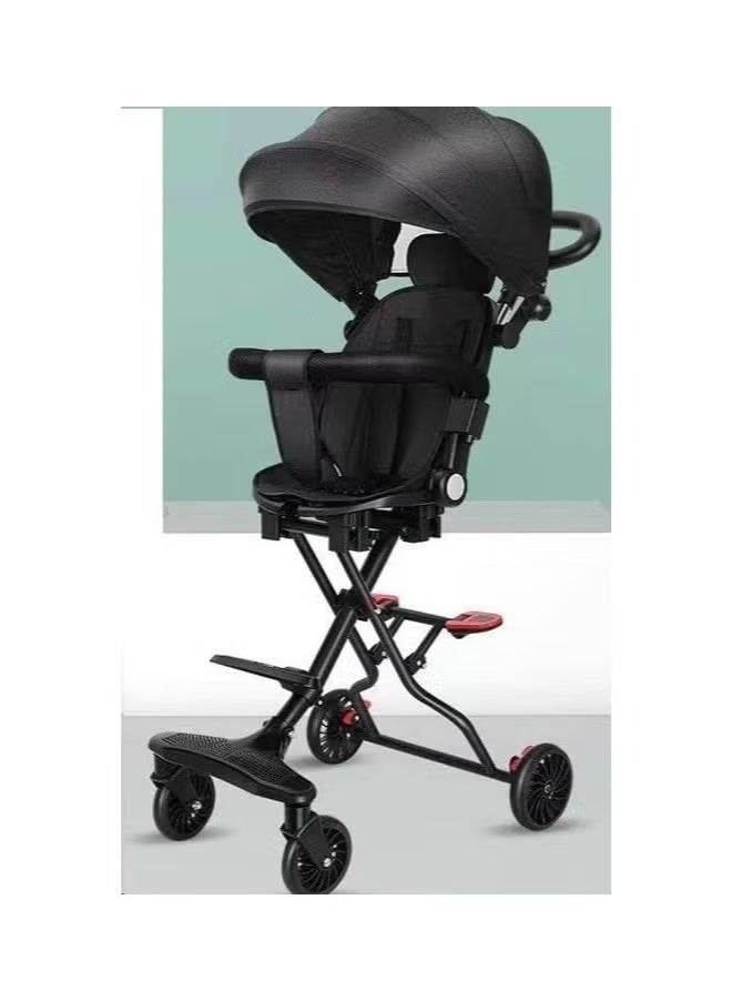 Luxury Foldable Baby Stroller with Umbrella for Kids Lightweight Baby Carriage Pushchair Black - Image 1