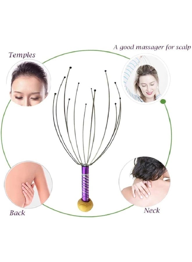 MN67 Hand Scalp Massager Manual Head Massage Hand Held Scalp Head Massager Pain Relief And Hair Growth, Head Massager Neck Massage Octopus Scalp Stress Relax Spa Therapy Dealing (pack of 1) - Image 3