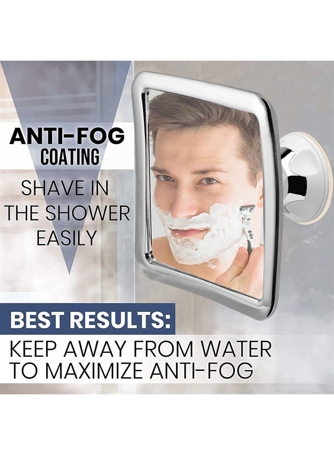 Mirrorvana Fogless Shower Mirror for Shaving with Upgraded Suction, Anti Fog Shatterproof Surface and 360° Swivel, 6.3" x 6.3" (Chrome) - Image 2