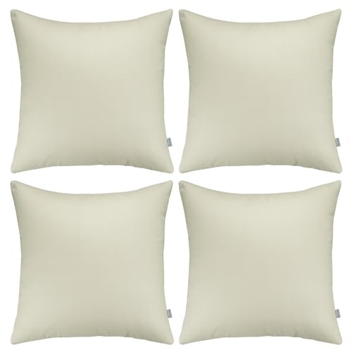 Thmyo 4Pack 100 Cotton Comfortable Solid Decorative Throw Pillow Case Square Cushion Cover Pillowcase Sublimation Blank Pillow Covers DIY Throw Pillowcase for Sofa Bed Car18x18 inch45x45cmBeige