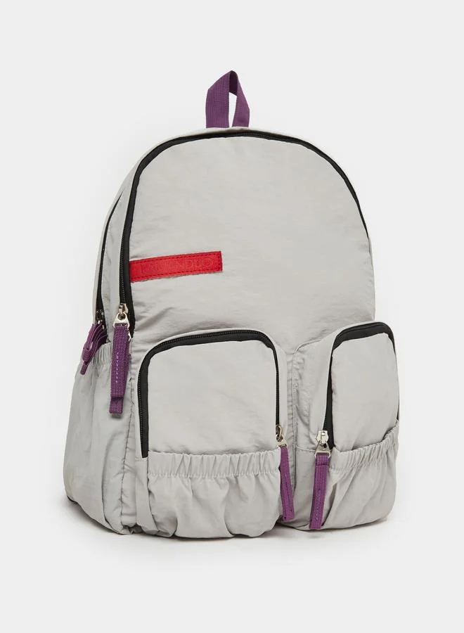 ستايلي Women Grey Dual Zip Front Elastic Pocket Backpack
