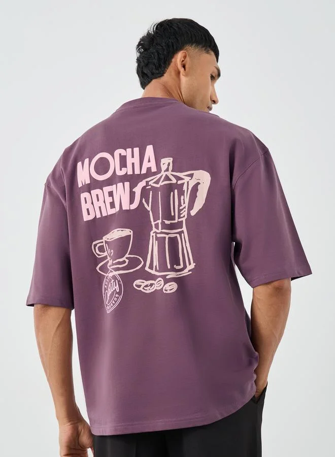 ستايلي Styli Men Graphic Print Short Sleeve Boxy Fit T-Shirt