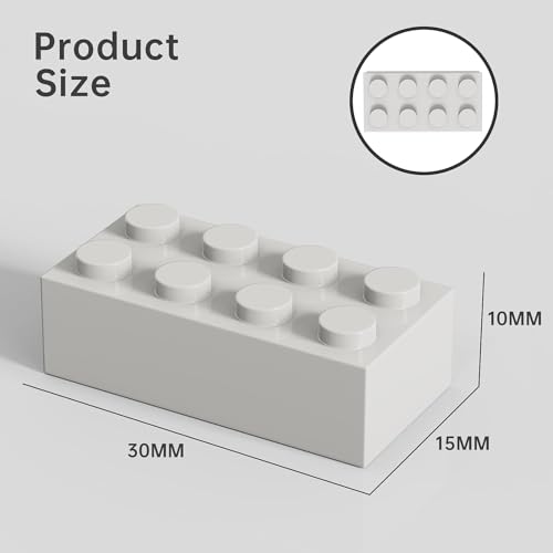 YUJHITP 100 قطعة من الطوب الأبيض 2x4 متوافقة مع طوب ليغو المسطح الأبيض - Image 5