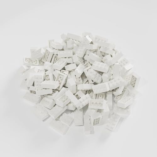 YUJHITP 100 قطعة من الطوب الأبيض 2x4 متوافقة مع طوب ليغو المسطح الأبيض - Image 1