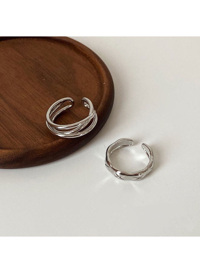Ins Cool Style Ring Women's Niche Design Sense Combination Ring Sweet Cool Simple Open Distinctive Joint Ring Trendy-Color:2 Designs + 1 Peach Heart Bracelet - Image 2