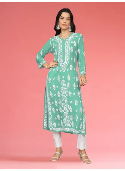 Alaya Women Chikankari Hand Embroidered Modal Kurta -AL4042