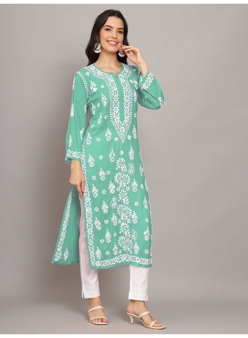 الايا كرتا مودال مطرز يدويًا بالتشيكانكاري للنساء - Image 4