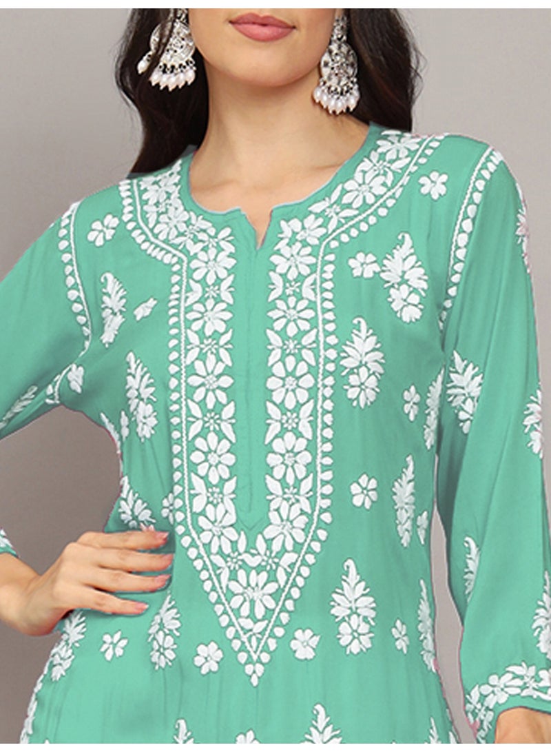 الايا كرتا مودال مطرز يدويًا بالتشيكانكاري للنساء - Image 5