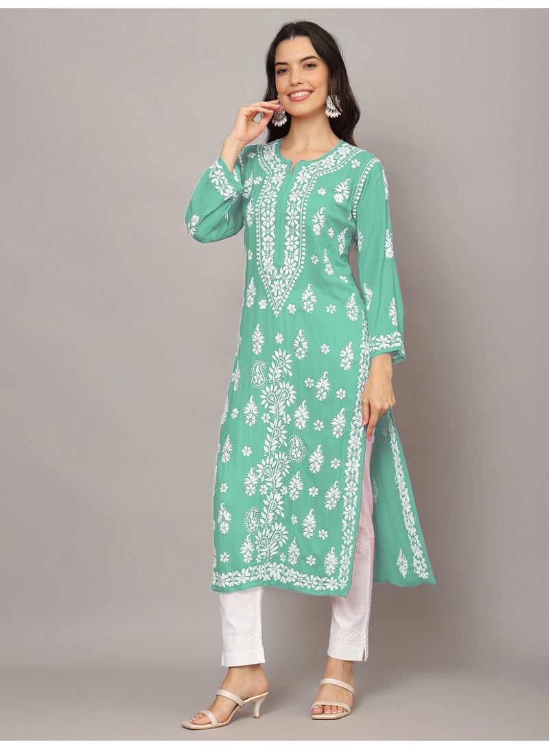 الايا كرتا مودال مطرز يدويًا بالتشيكانكاري للنساء - Image 3