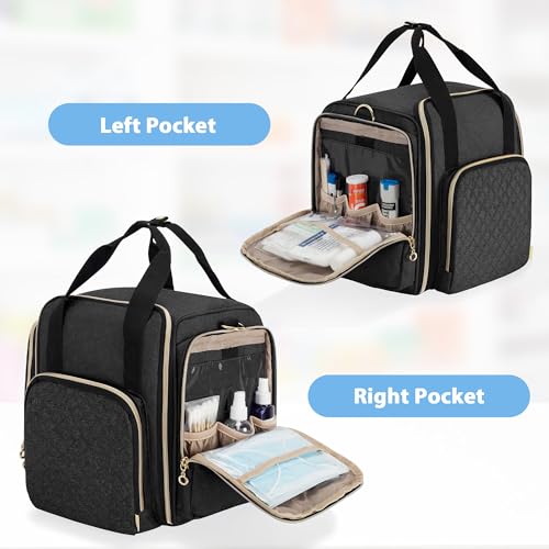 LUXJA Large Medicine Bag with 4 Inner Removable Cases, Multifunctional Medicine Storage Bag (Suitable for Home or Travel Use), Black - Image 3