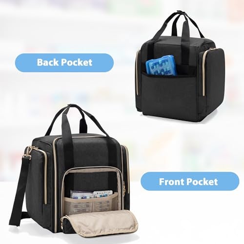 LUXJA Large Medicine Bag with 4 Inner Removable Cases, Multifunctional Medicine Storage Bag (Suitable for Home or Travel Use), Black - Image 4