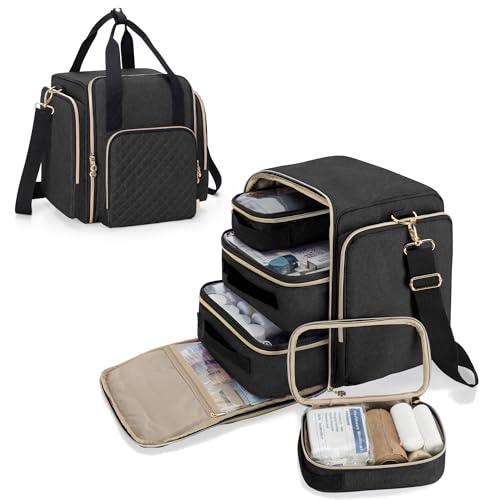 LUXJA Large Medicine Bag with 4 Inner Removable Cases, Multifunctional Medicine Storage Bag (Suitable for Home or Travel Use), Black - Image 1