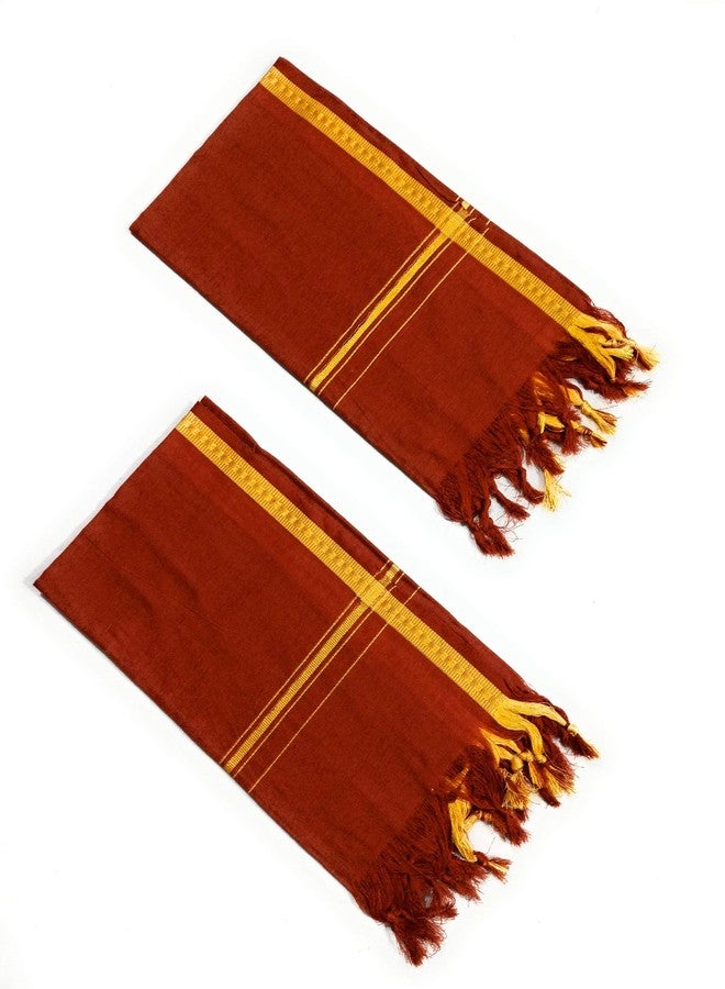 New Cotton Free Size 150 GSM Marron (kavi)Color Traditional Pooja Hand and Face Towels/AngVastram/Gamcha. - Image 1