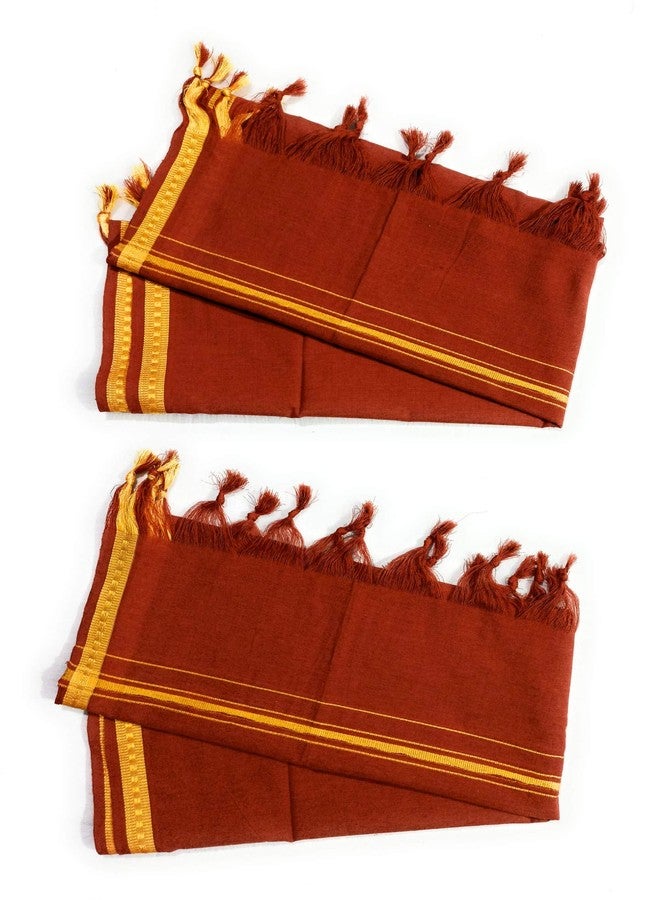 New Cotton Free Size 150 GSM Marron (kavi)Color Traditional Pooja Hand and Face Towels/AngVastram/Gamcha. - Image 4