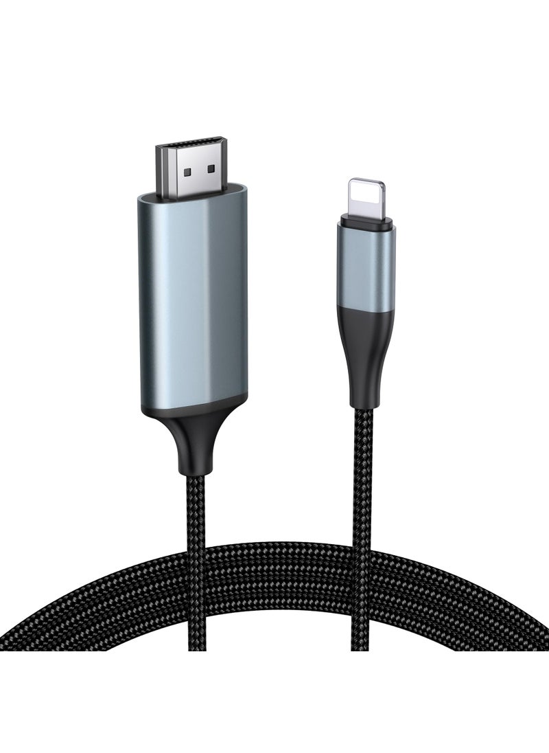 lulaven lulaven HDMI Cable for iPhone to TV, Lighting to HDMI Adapter Connector Compatible with iPhone14, 13, 12, 11 & YouTube TV Output with 1080P HD Display, Just Plug and Play (13.2FT, Gray)  - Image 1