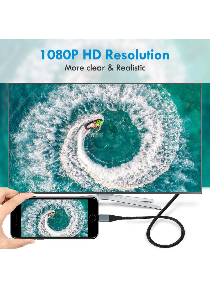 lulaven lulaven HDMI Cable for iPhone to TV, Lighting to HDMI Adapter Connector Compatible with iPhone14, 13, 12, 11 & YouTube TV Output with 1080P HD Display, Just Plug and Play (13.2FT, Gray)  - Image 4