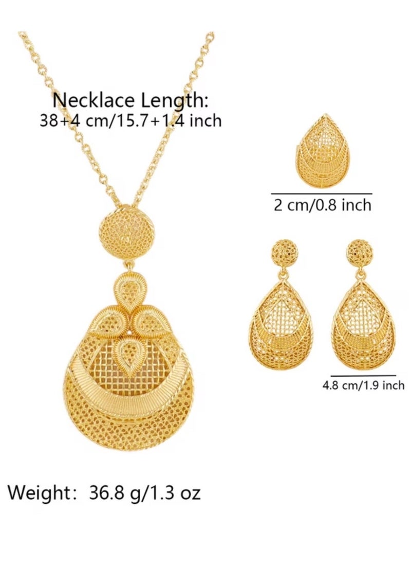 GOLDMAX 24k Gold Plated Necklace & Earrings & Ring Jewelry Set For Women With Gift Box - Image 4