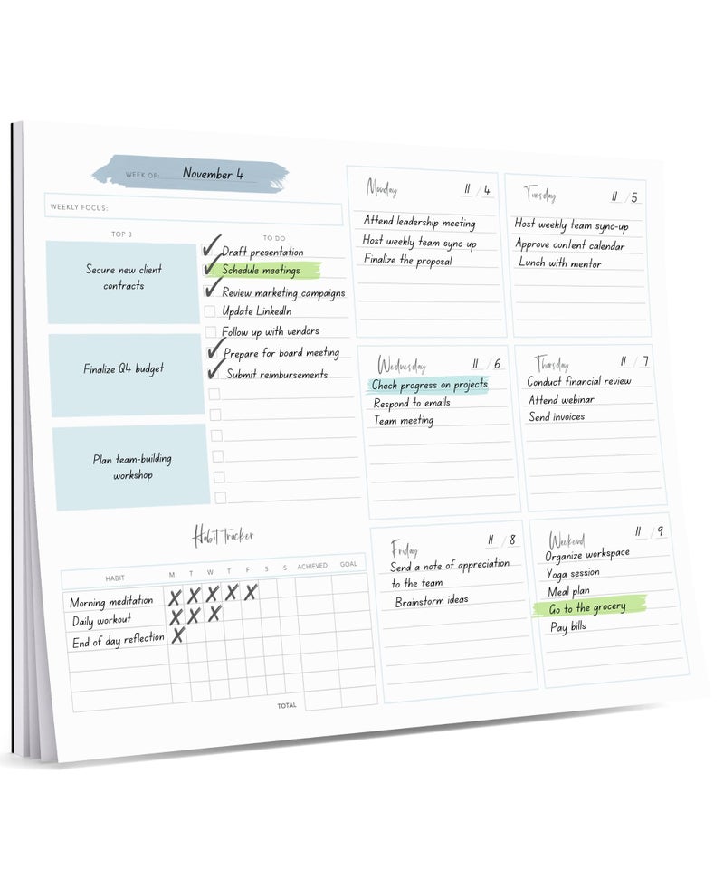 دفتر تخطيط أسبوعي لاماري ملاحظات متميزة غير مؤرخة قائمة مهام أسبوعية لمدرسة المنزل مكتب قائمة المهام وتخطيط الإنتاجية
