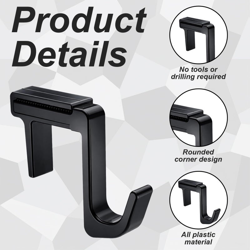 Otoolling 4 Pcs Adjustable Cubicle Hooks for 1.8-3.5 in Panels and Walls Adjustable Plastic Cubicle Coat Hooks Sturdy Hook for Large Laptop Work Bags Cases and Coats (Black) - Image 3