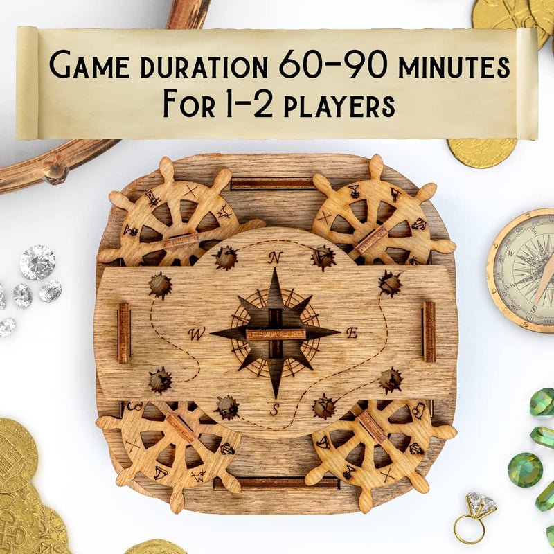 iDventure Cluebox - Davy Jones Locker - Escape Room Game - Pirate Puzzle Box - Gift Box - 3D Wooden Puzzle for Adults - Wooden Jigsaw - Brain Teaser - Birthday Gift Gadget for Men - Money Box - Image 2
