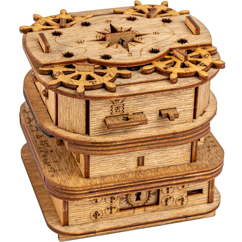 iDventure Cluebox - Davy Jones Locker - Escape Room Game - Pirate Puzzle Box - Gift Box - 3D Wooden Puzzle for Adults - Wooden Jigsaw - Brain Teaser - Birthday Gift Gadget for Men - Money Box - Image 1