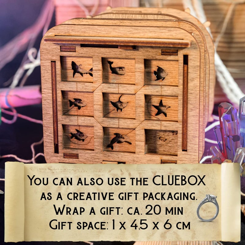 iDventure Cluebox - Davy Jones Locker - Escape Room Game - Pirate Puzzle Box - Gift Box - 3D Wooden Puzzle for Adults - Wooden Jigsaw - Brain Teaser - Birthday Gift Gadget for Men - Money Box - Image 4