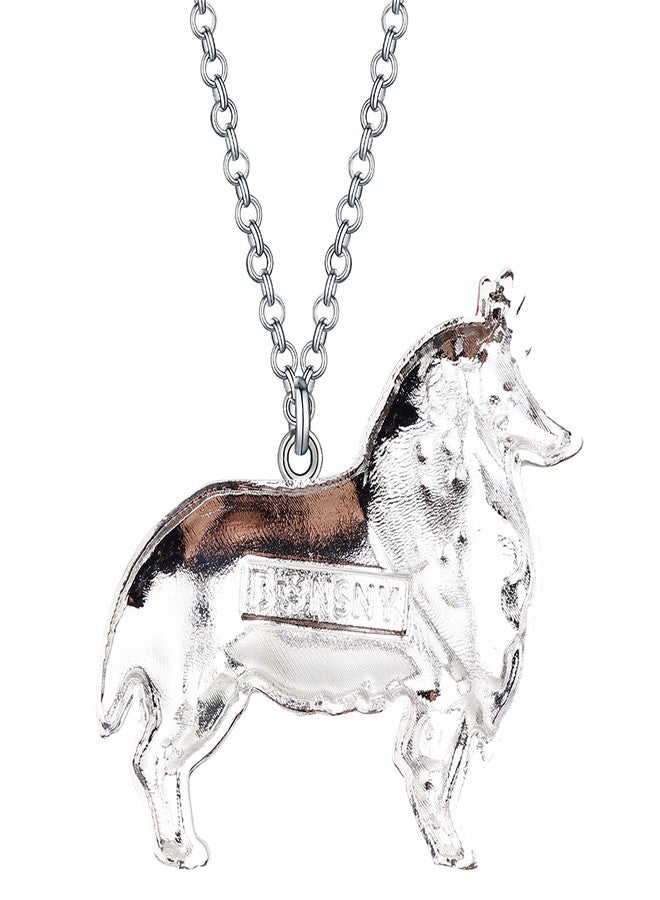 BONSNY Love Heart Enamel Zinc Alloy Metal Sheltie Rough Collie Necklace Dog Animal pendant 18" (Blue) - Image 5