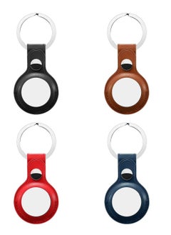 Excefore Anti-Lost Leather Case for AirTag，Protective Case Cover with Keychain Ring Designed,Safety Apple Airtag Tracking Locator Anti-Lost Tracker Finder Protector（Multiple Colour）4 Pack  - Image 1