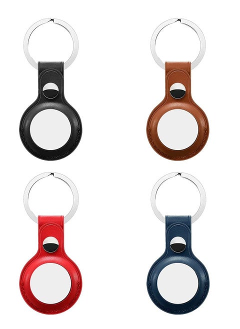 Anti-Lost Leather Case for AirTag，Protective Case Cover with Keychain Ring Designed,Safety Apple Airtag Tracking Locator Anti-Lost Tracker Finder Protector（Multiple Colour）4 Pack