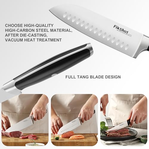 Fikshot Knife Set – German Stainless Steel, Ultra-Sharp, 14-Piece with Knife Block & Sharpener, Full Tang Black Handle, Rust-Resistant, Dishwasher-Safe for Kitchens, Gift for Chefs - Image 4