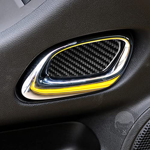 NVCNX Real Premium Carbon Fiber Compatible with Chevy/Chevrolet Camaro 2010-2015 2011 2012 2013 2014 Door Inner Handle Bowl Cup Bottom Cover Car Interior Trim Accessories 2PCS Black - Image 4