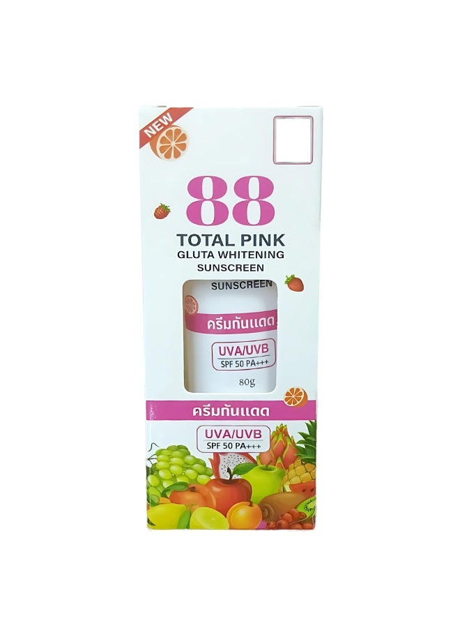 88 Total White 88 Total Pink Gluta Whitening Sunscreen SPF50 PA+++ – 80g - Image 1