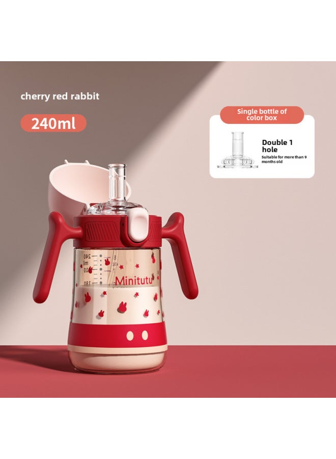 ميني توت - كوب أطفال واسع الفوهة من مادة PPSU، حساس للحرارة، مقاوم للسقوط، مقاوم لدرجات الحرارة العالية، مزود بقشة شرب، كوب ماء للشرب