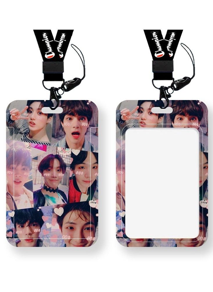 NIBEMINENT South Korea Bts Student Work Permit School Access Card Protective Cover With Lanyard 