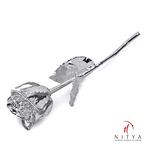 Lavanaya Silver Plated Nitya Natural Rose 6 Inches with Velvet Box - Image 2