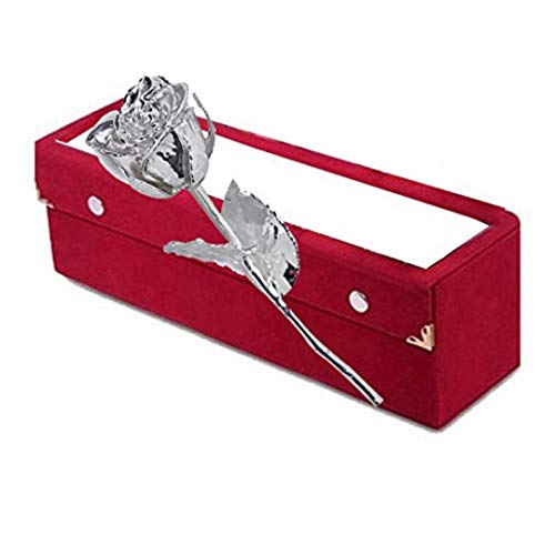 Lavanaya Silver Plated Nitya Natural Rose 6 Inches with Velvet Box - Image 1
