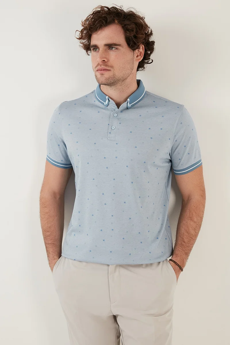 Buratti Cotton Blended Patterned Slim Fit Polo T Shirt Men's Polo T Shirt 646B3210