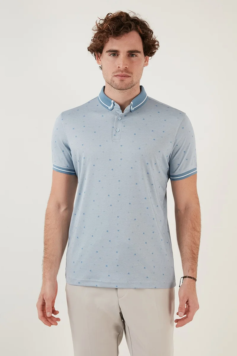 Buratti Cotton Blended Patterned Slim Fit Polo T Shirt Men's Polo T Shirt 646B3210