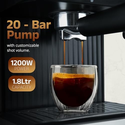 IBELL Coffee Maker Machine for Home, 20 BAR Espresso Coffee Machine, Touch Controls, Milk Frothing & Temperature Control, 1200W, 2-Year Warranty, For Cappuccino, Latte & Americano (BARISTAMAX200) - Image 3